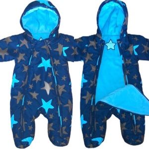 Navy Stars Zip Up Winter Infant Jumpsuit